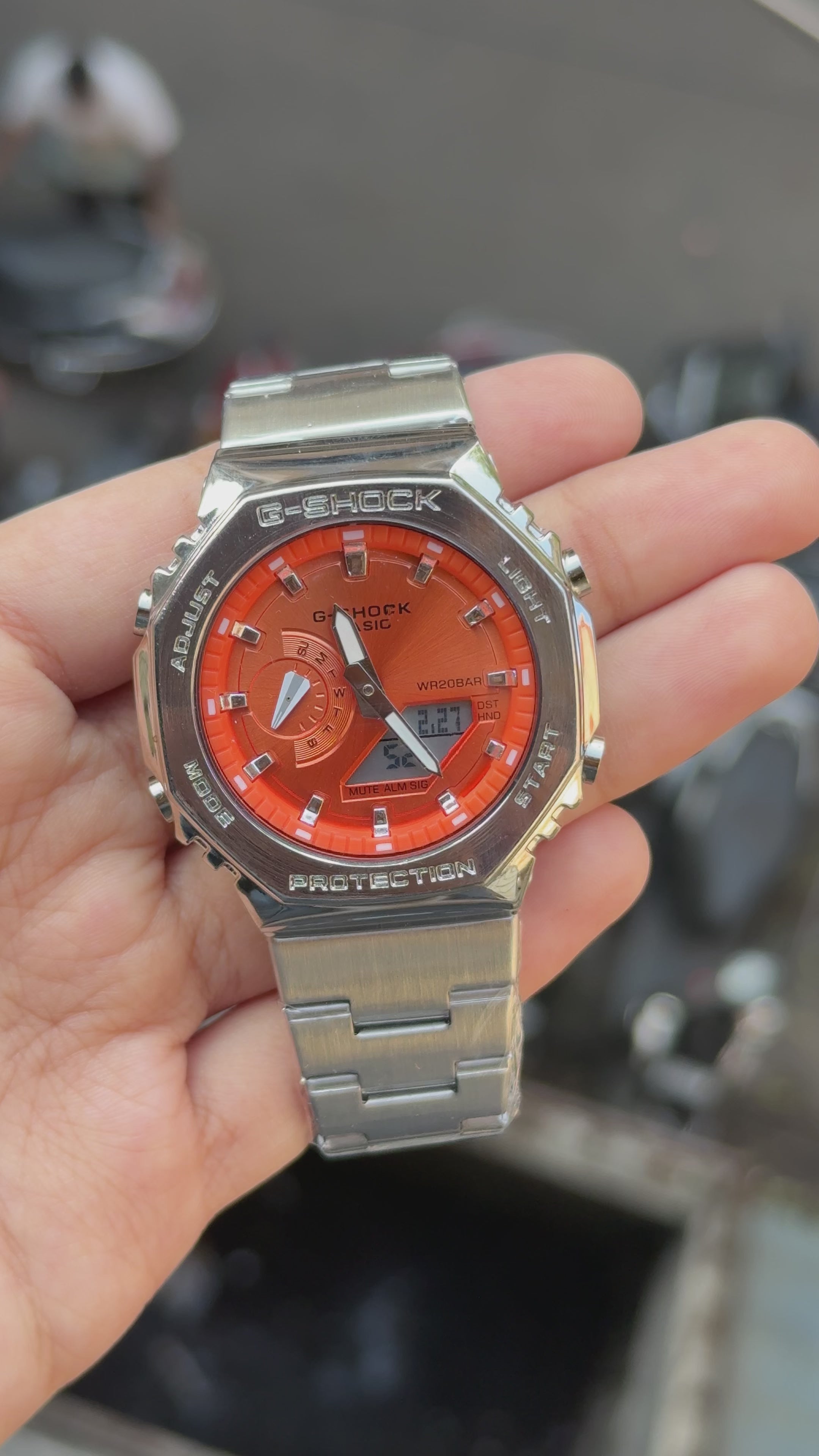 G-Shock GM-2110D All Working Silver Orange